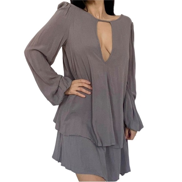 FREE People Beck Layered Keyhole Neckline A-Line Silhouette Tunic Dress Size XS - Picture 1 of 10